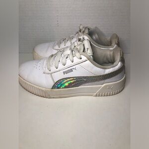 Puma White and Silver Sneakers